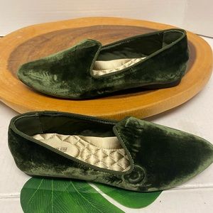 Birdies Shamrock Green Velvet Ballet Flats